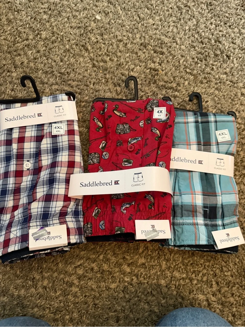 Saddlebred Kids Red Fishing-Print Pajama Pants with Plaid Mix